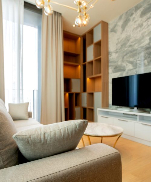beautiful contemporary modern design apartment with natural light fron bir window white curtain